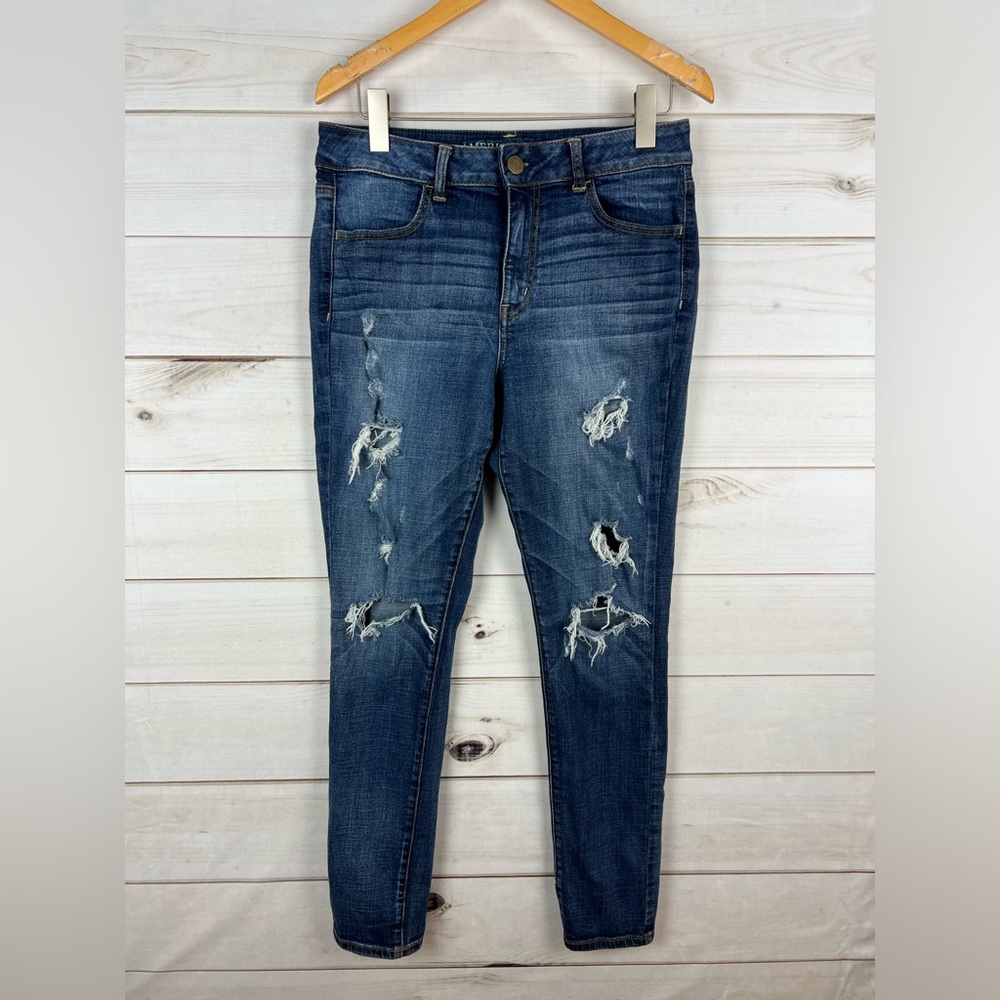 American Eagle Outfitters Blue Distressed Skinny Jeans